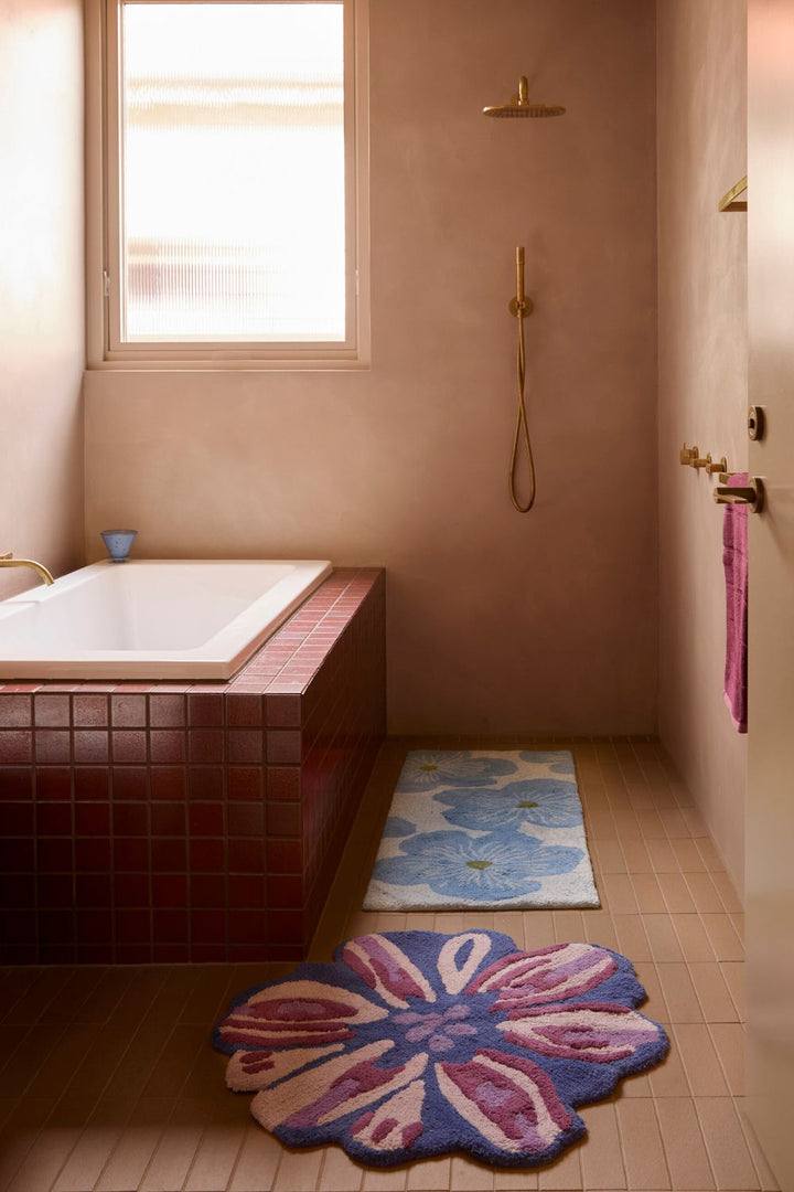 Jardin Blue Long Bath Mat