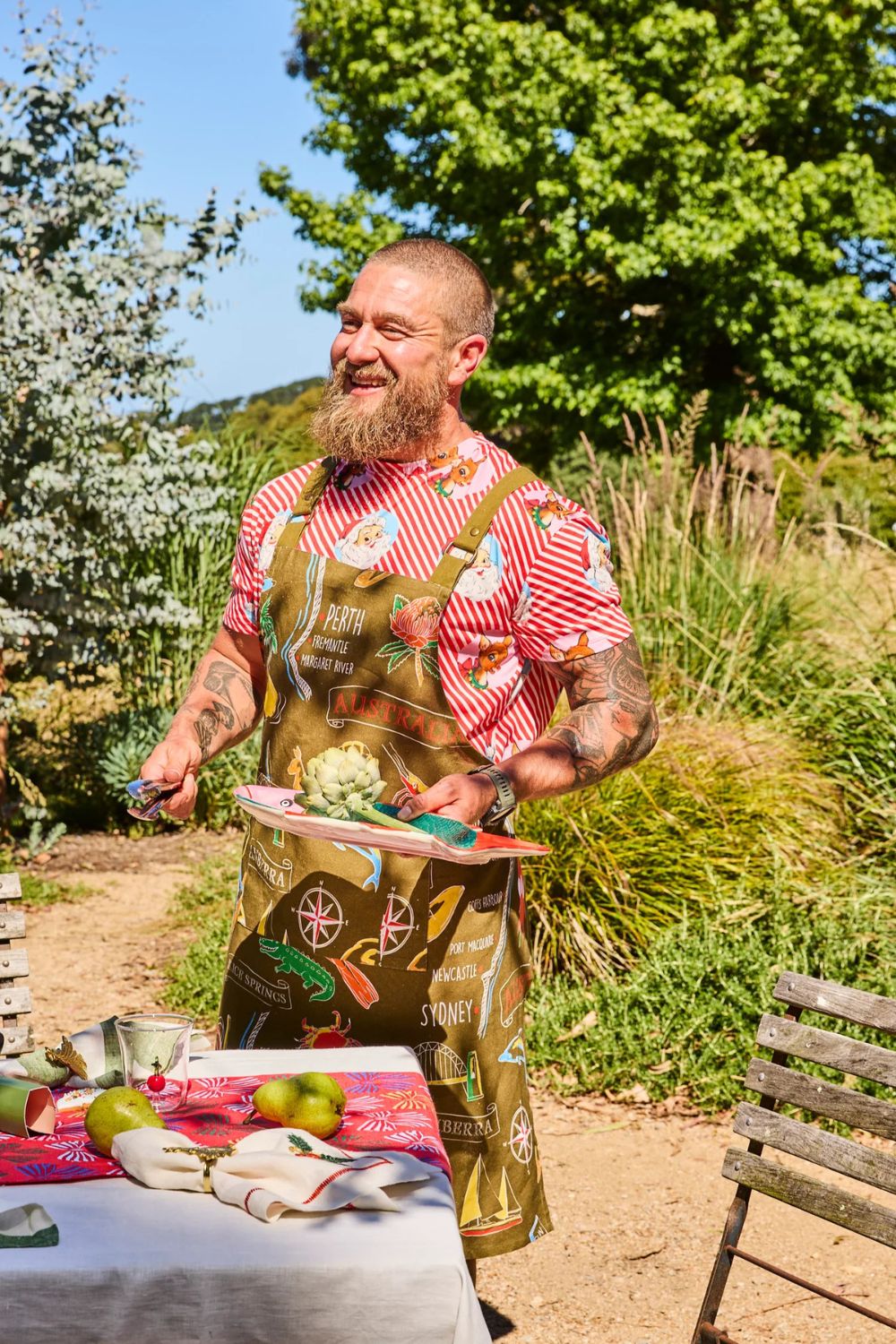 AUSSIE ROAD TRIP GREEN CANVAS BBQ APRON