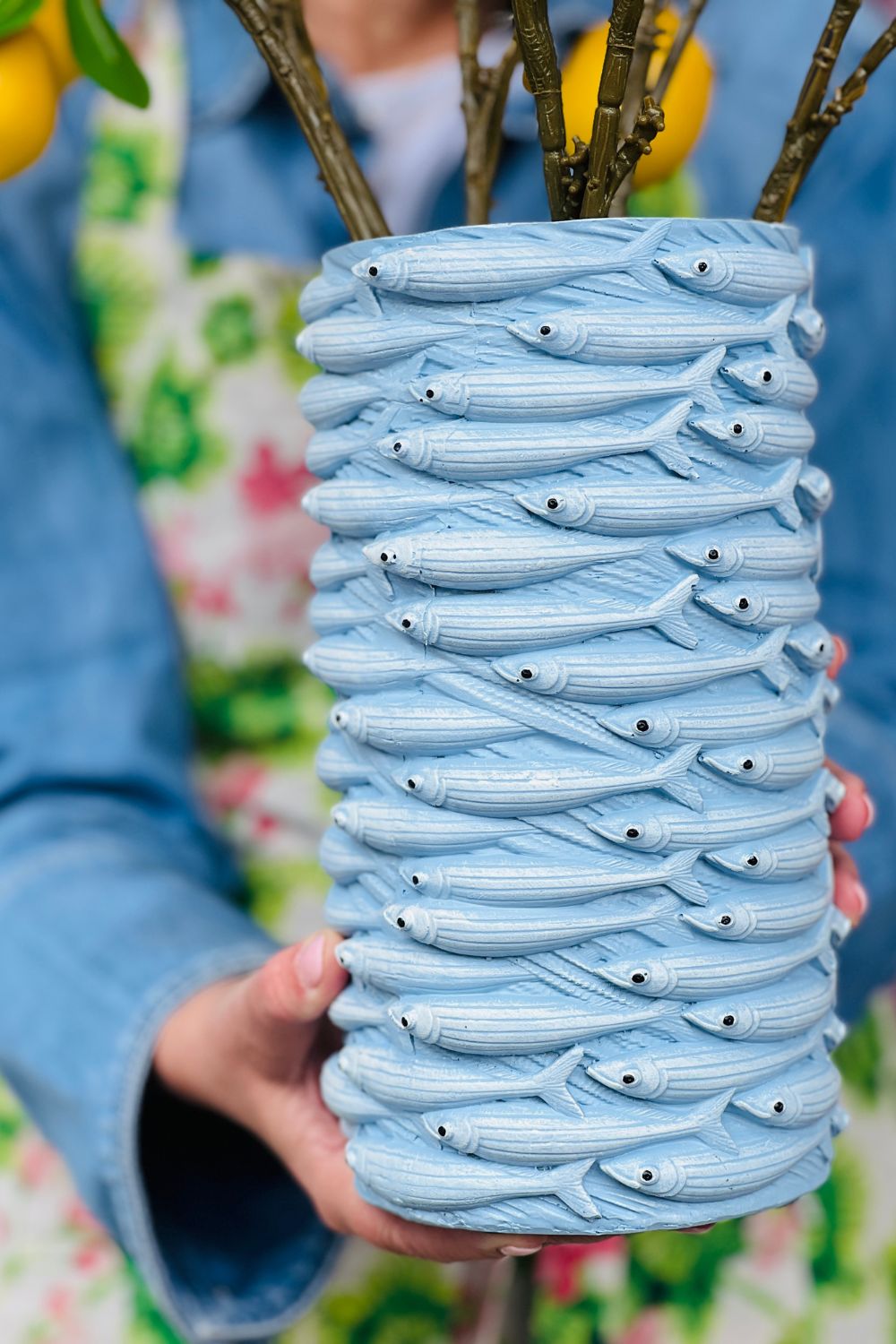 Sam Sardine Blue Resin Vase