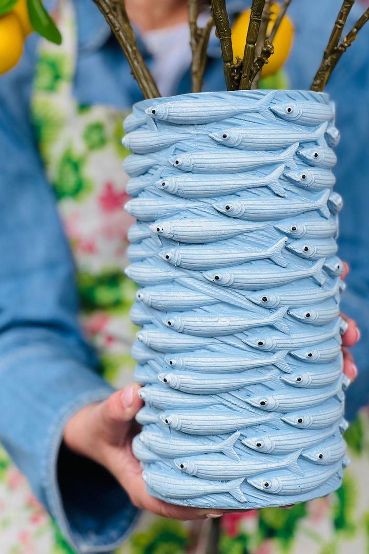 Sam Sardine Blue Resin Vase
