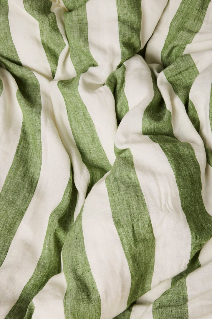 MOSS STRIPE LINEN FITTED SHEET