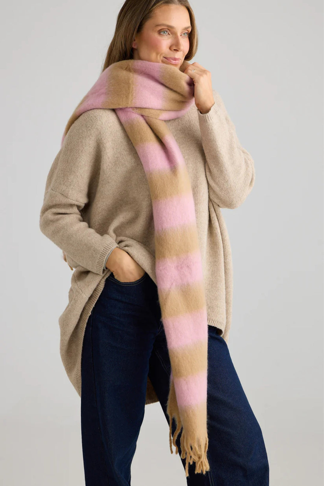 Malibu Scarf - Pink /Tan