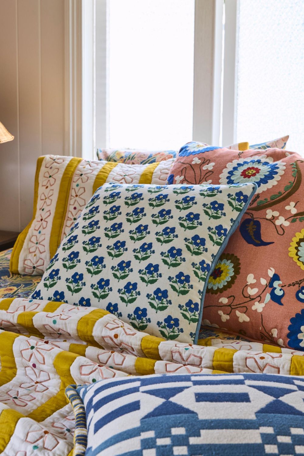Kip&Co x Anna Spiro Indian Summer White Embroidered Cushion One Size