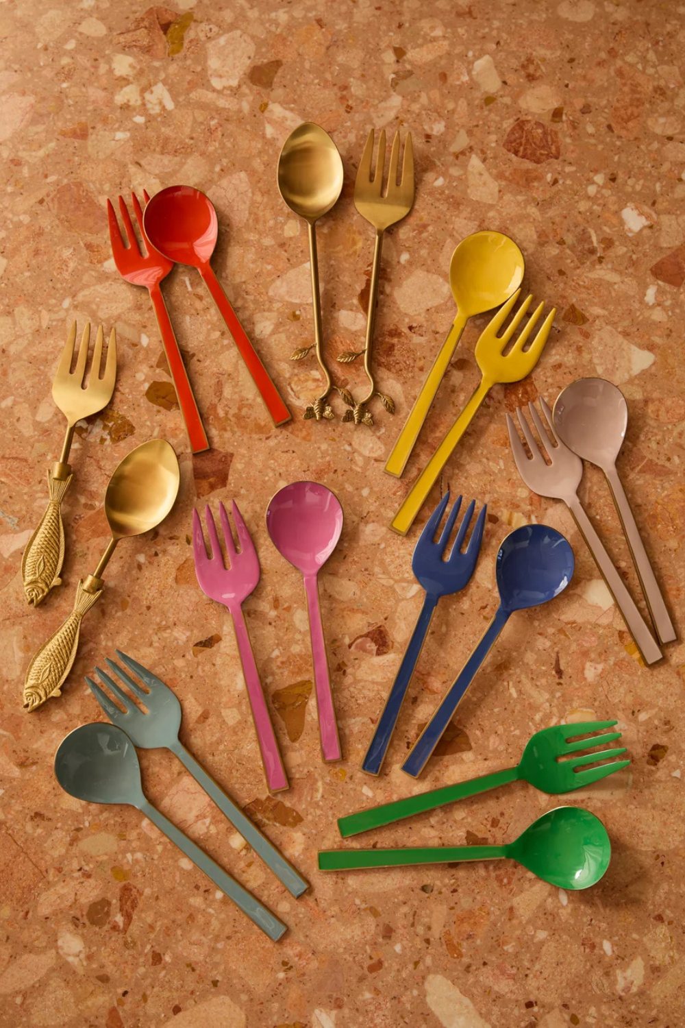 Wild Bees Brass Salad Servers