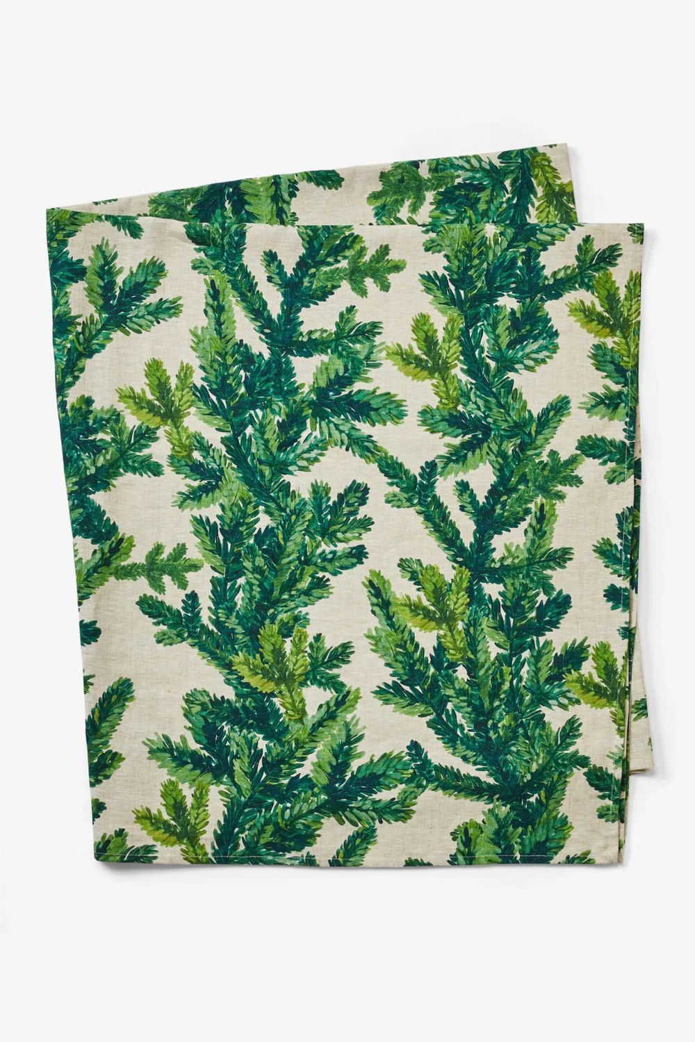 Festive Foliage Green Linen Tablecloth  350cm x 170cm