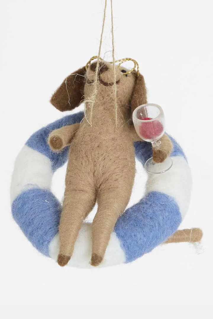 Dog in Tube Hanging Tree Decoration