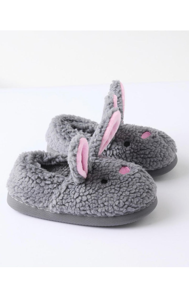Fluffy Grey Bunny Sherpa Kids Slippers - Crate Expectations