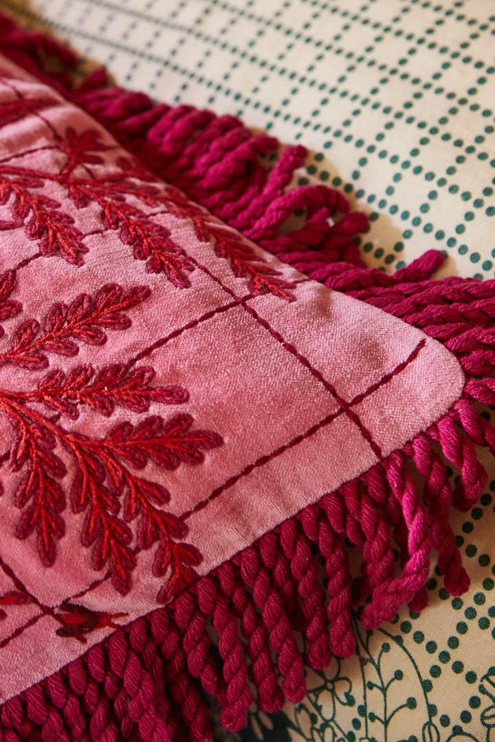 Adelyn Embroidered Cushion - Cosmo Pink