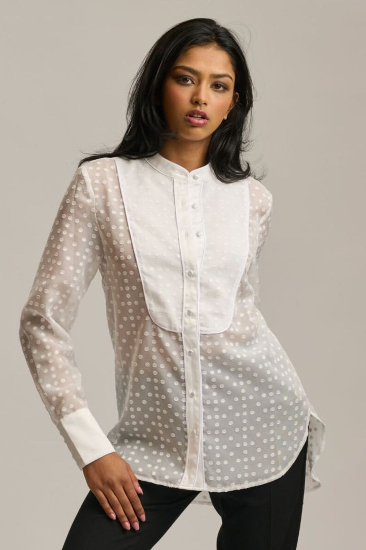 The Elle Dinner Shirt Dot - White