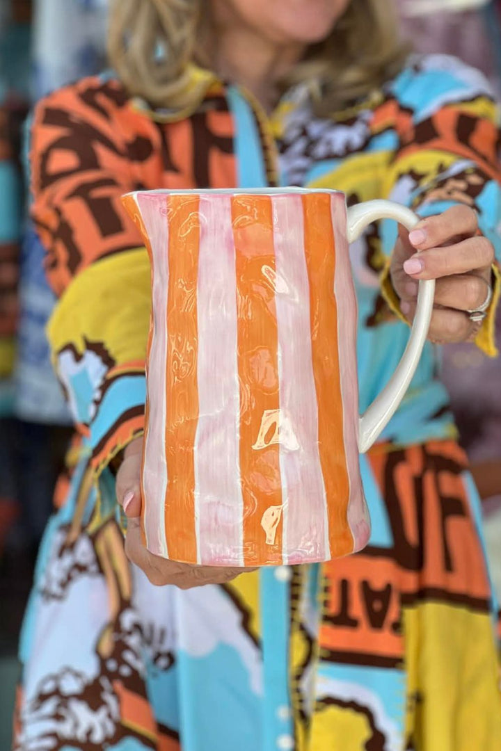 Orange Pink Stripe Jug