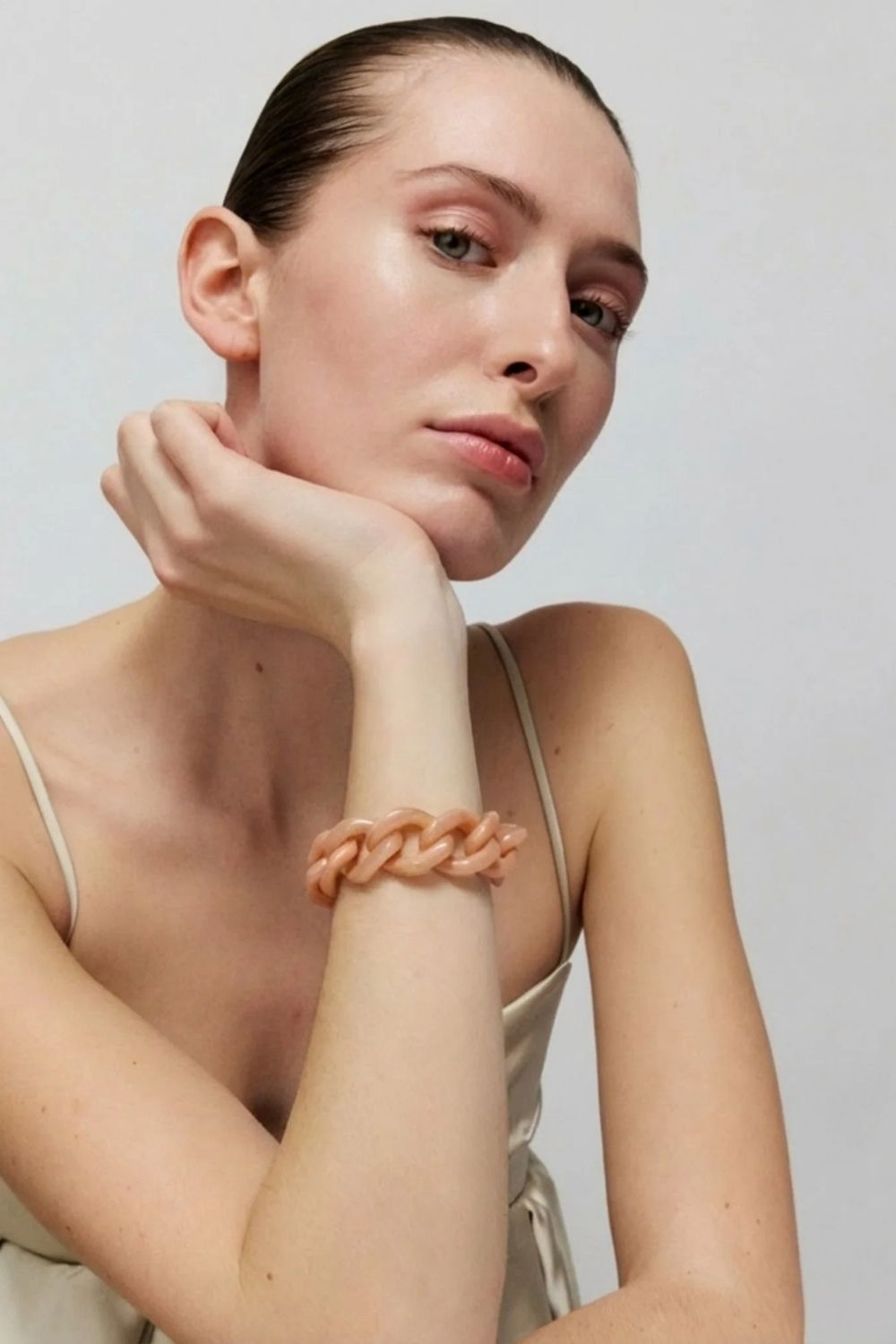 Flat Chain Bracelet- Blush Marble