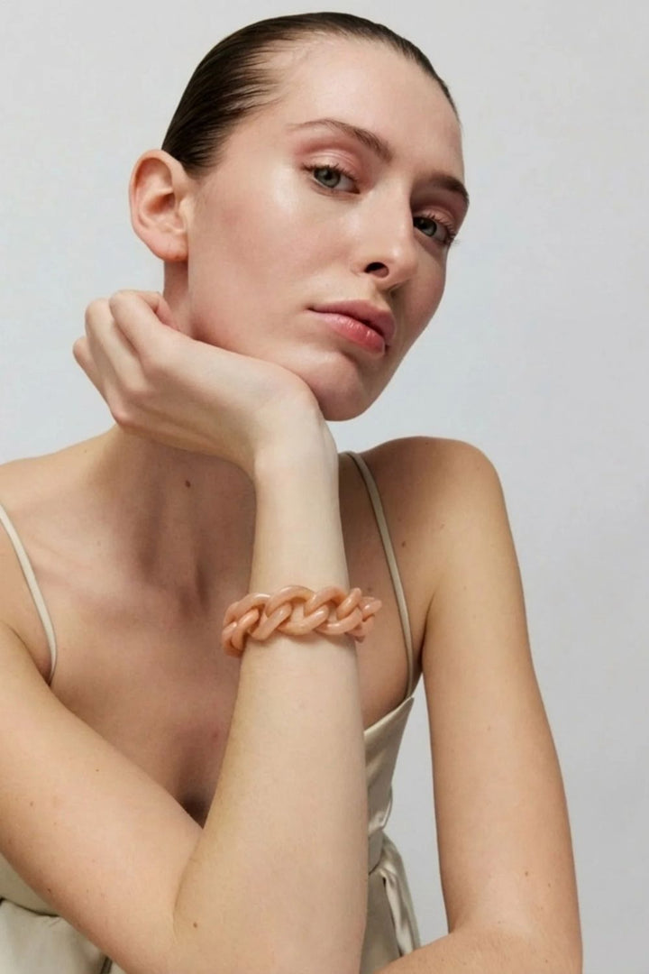 Flat Chain Bracelet- Blush Marble