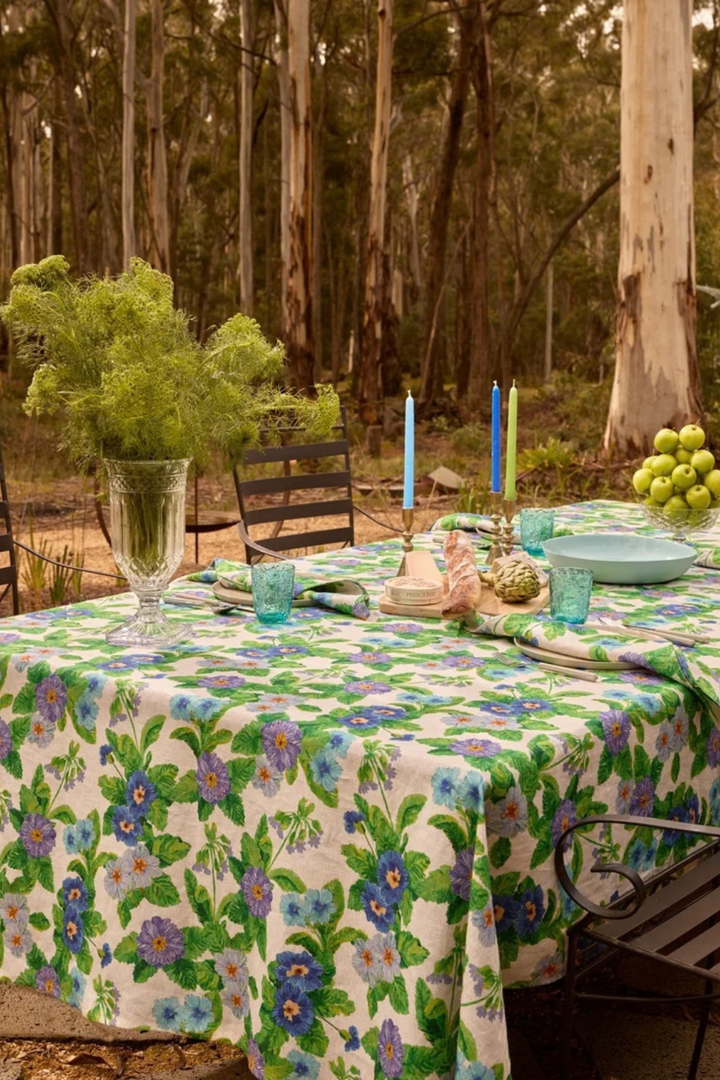 Summer Patch Blue Linen Tablecloth