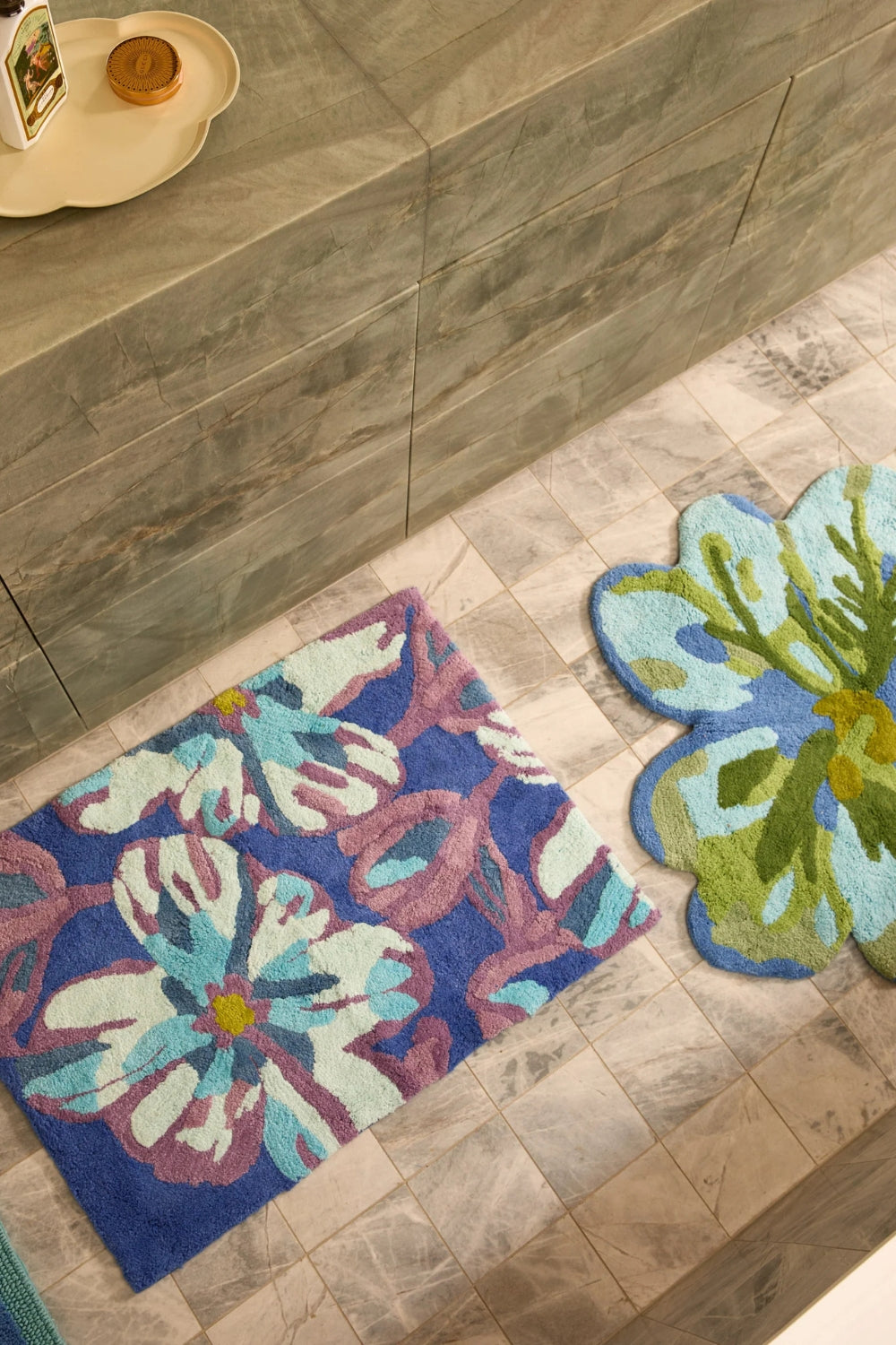 Dutch Floral Blue Bath Mat