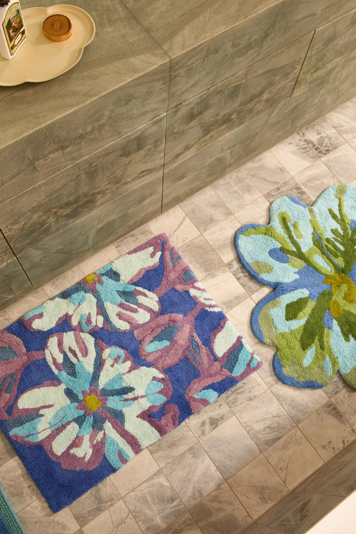 Dutch Floral Blue Bath Mat