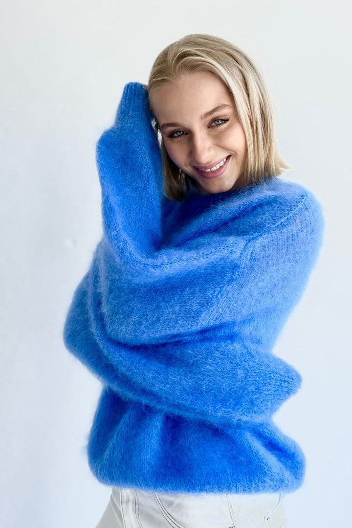 Kid Mohair Crew Knit- Celeste Blue
