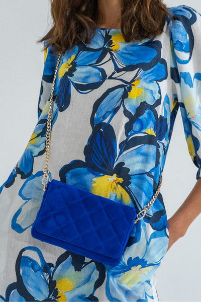Sarah Crossbody - Quilted Cobalt Suede