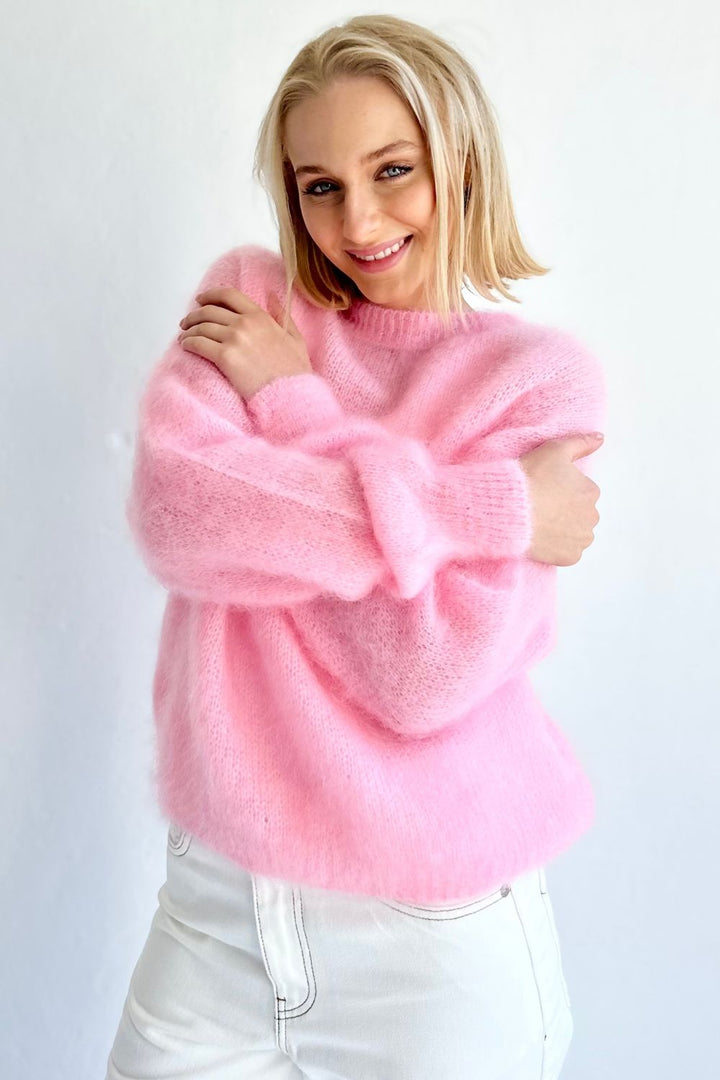 Kid Mohair Crew Knit- Baby Pink
