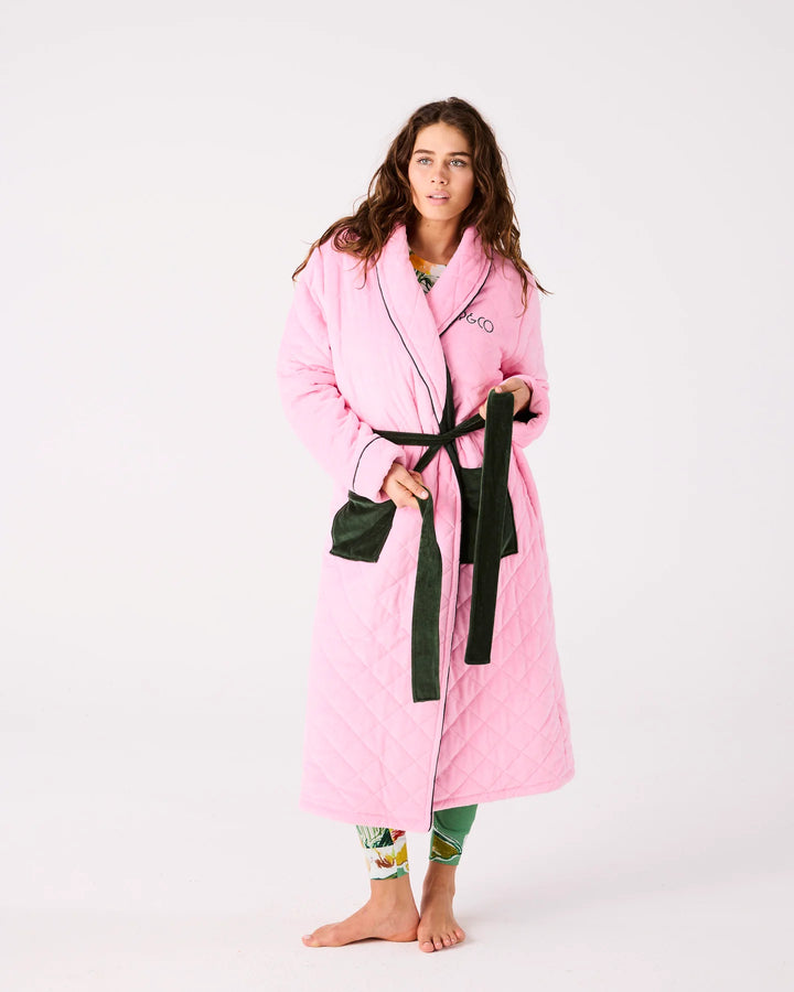 Candy Pine Quilted Velvet Robe