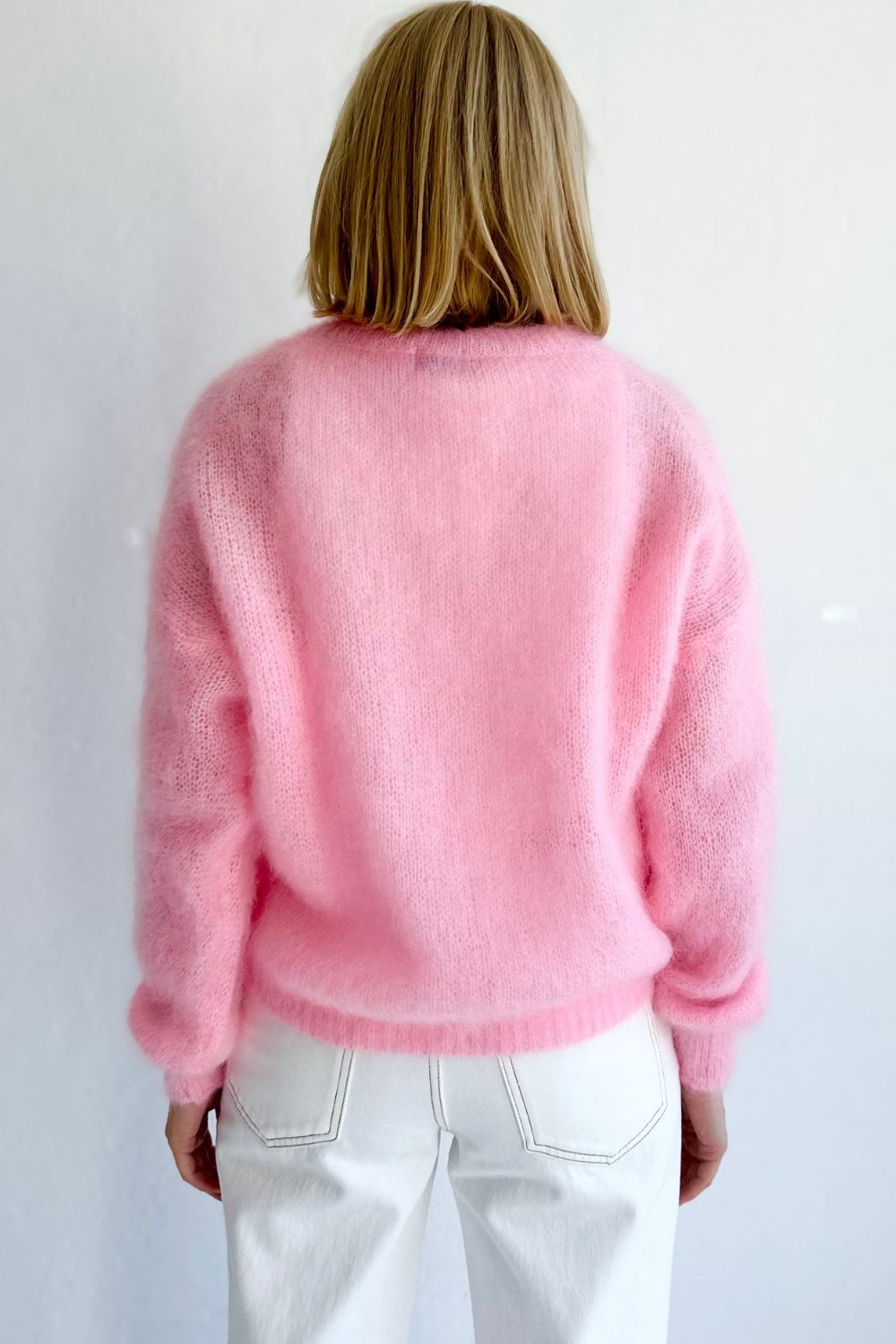 Kid Mohair Crew Knit- Baby Pink