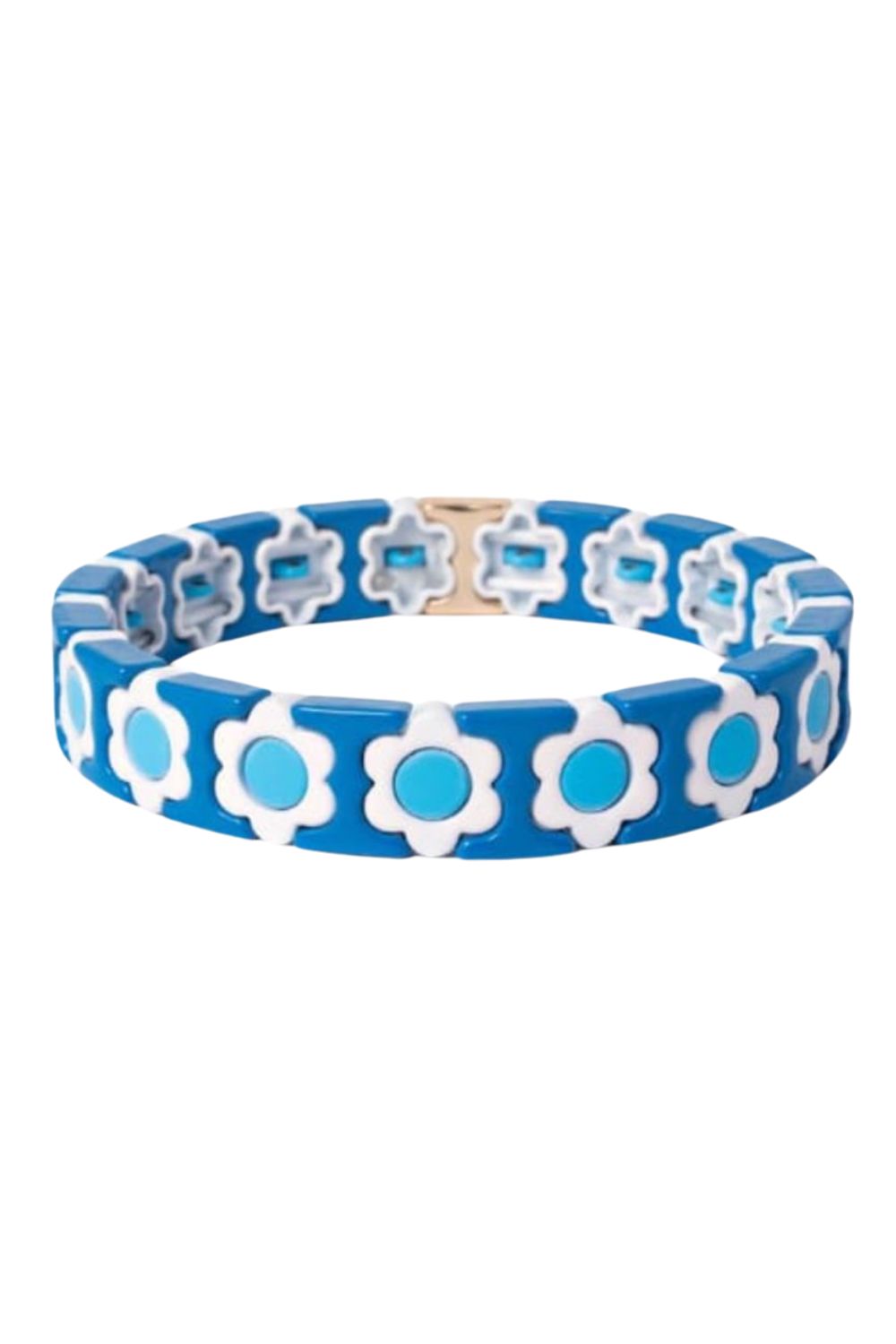 Daisy chain bracelet - blue/white/blue