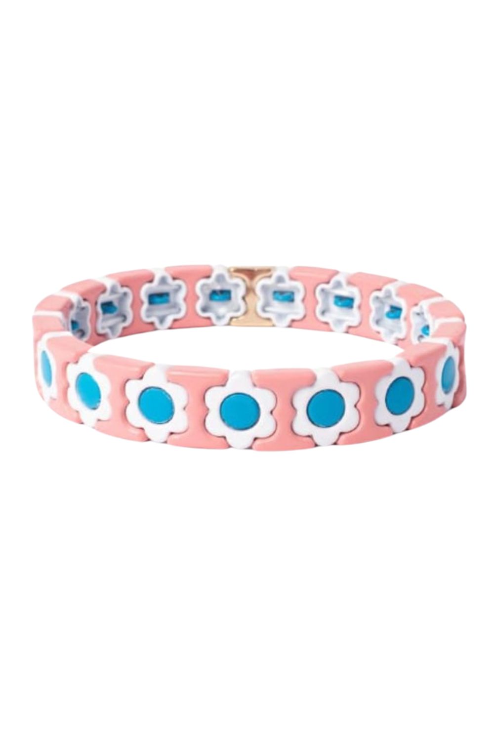 Daisy chain bracelet - pink/white/blue