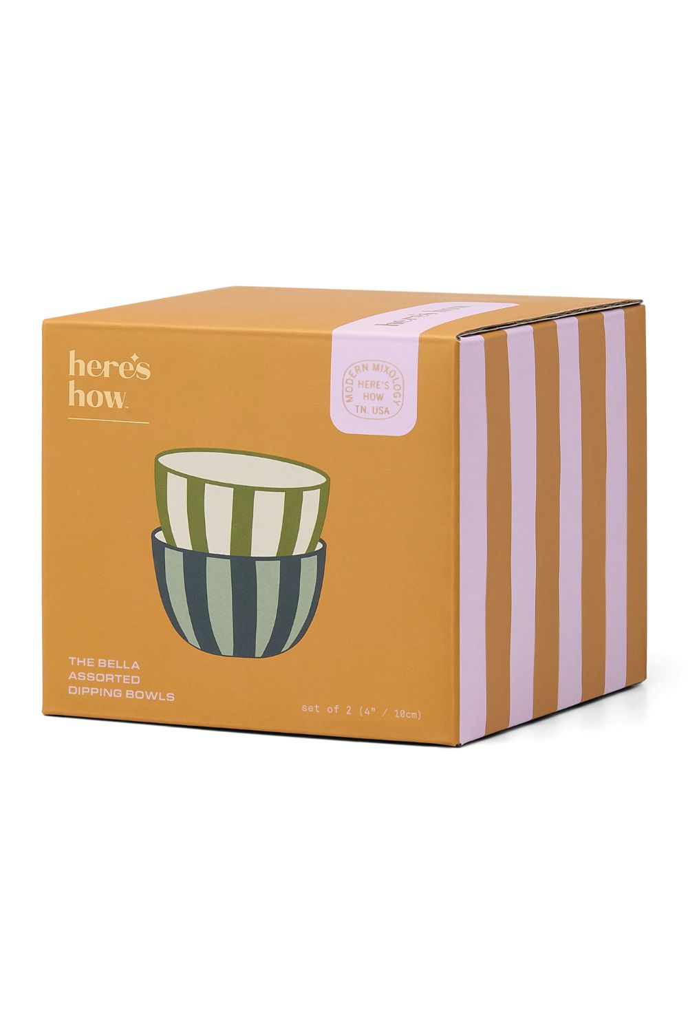 The Bella Set of 2 Dipping Bowls Green and Blue Stripe