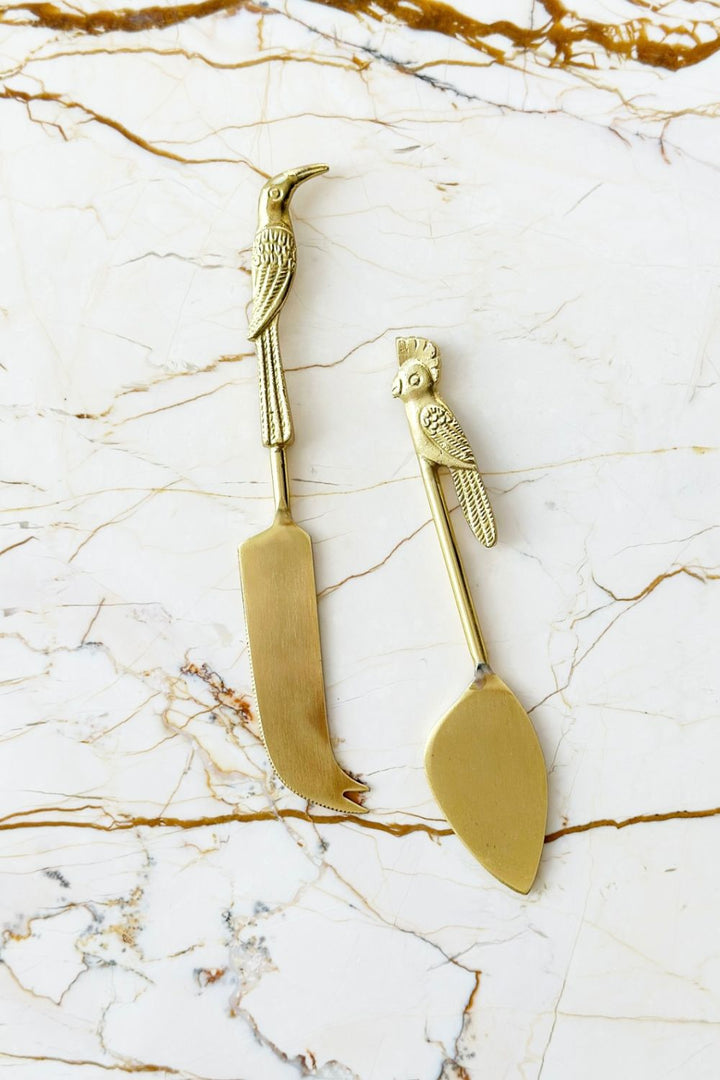Parrot Brass Cheese Knives