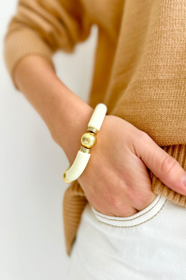 CHUNKY CREAM AND GOLD BRACELET