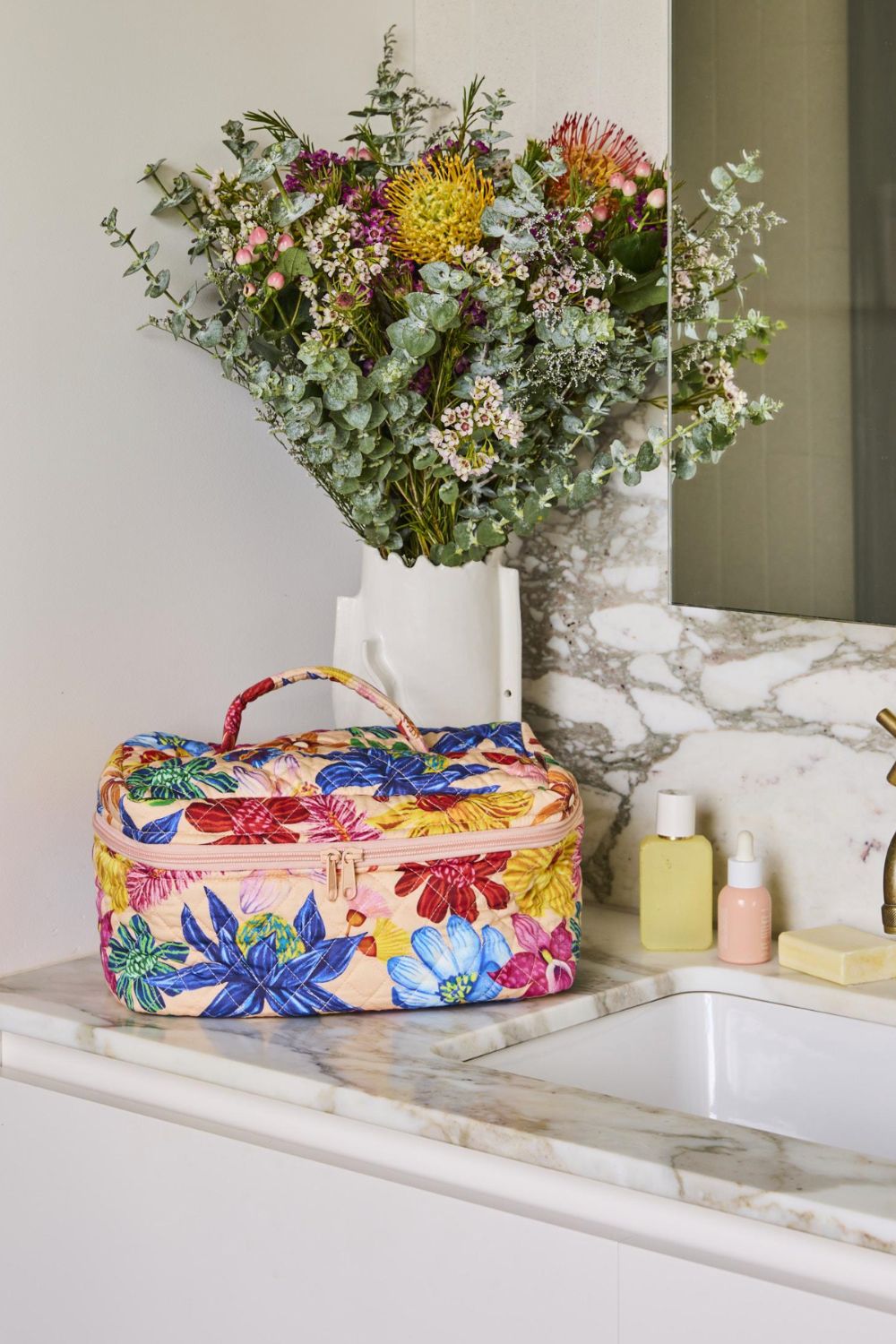 Wild Flowers In Bloom Quilted Cotton Toiletry Case One Size