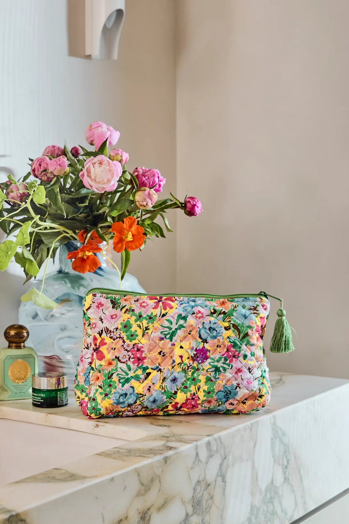 Pretty Pansy Quilted Cotton Toiletry Purse