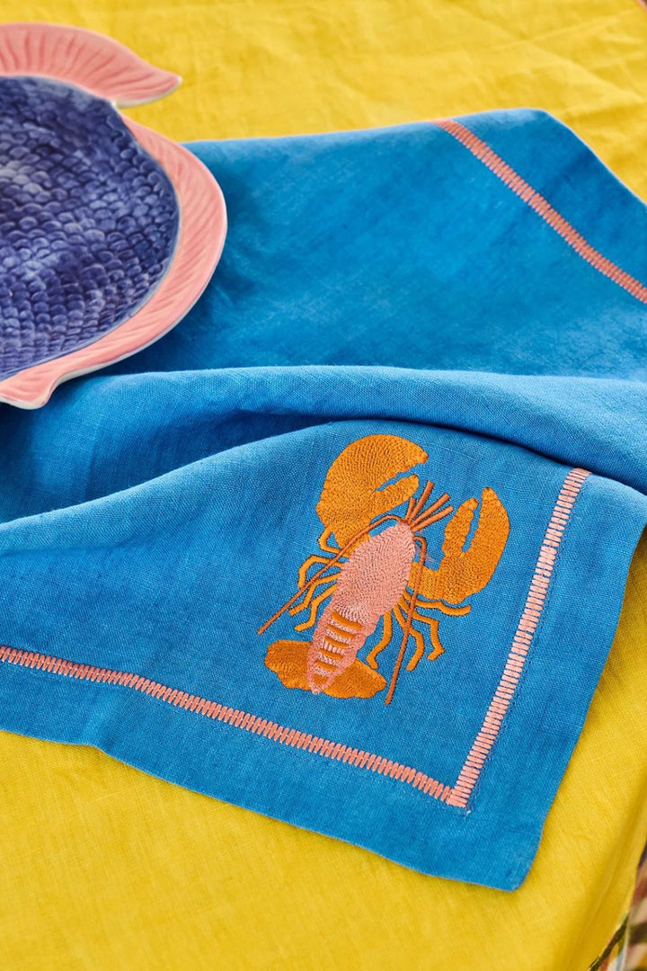 LOBSTER EMBROIDERED 4P NAPKIN SET