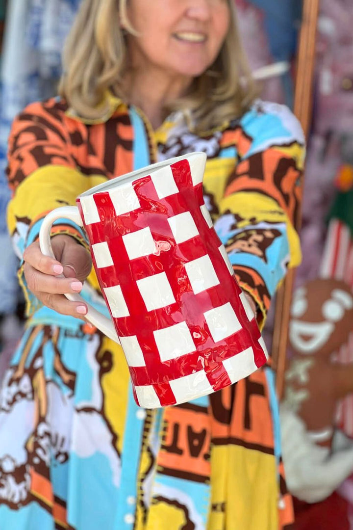 Red Gingham Jug