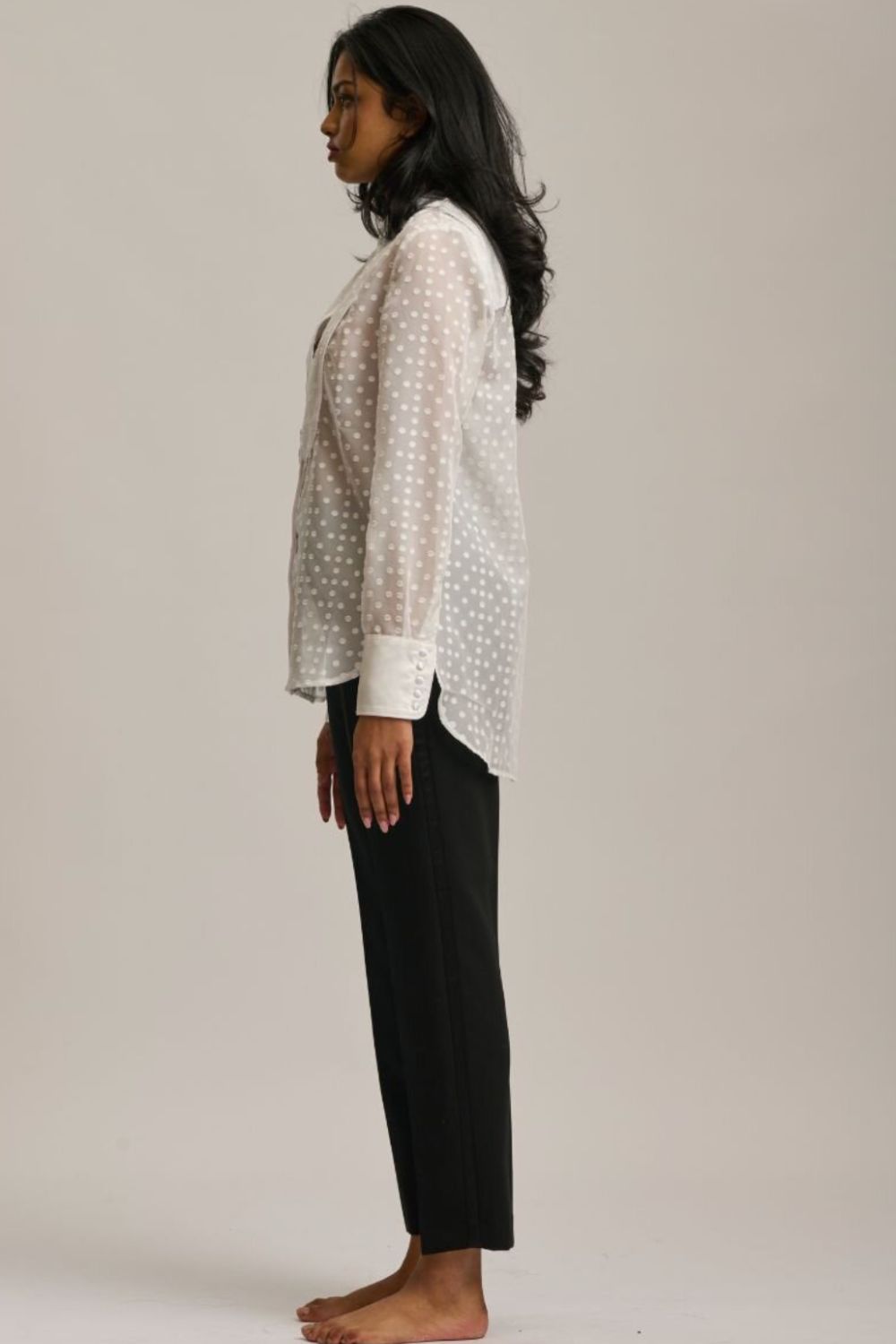 The Elle Dinner Shirt Dot - White