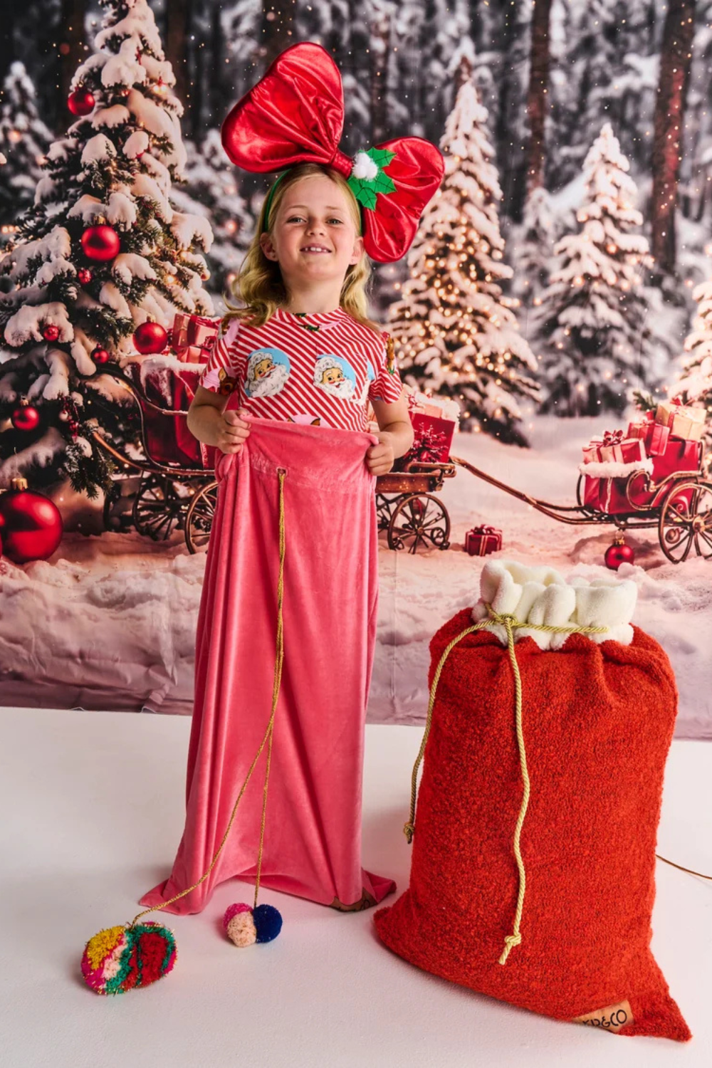 Red Boucle Santa Sack