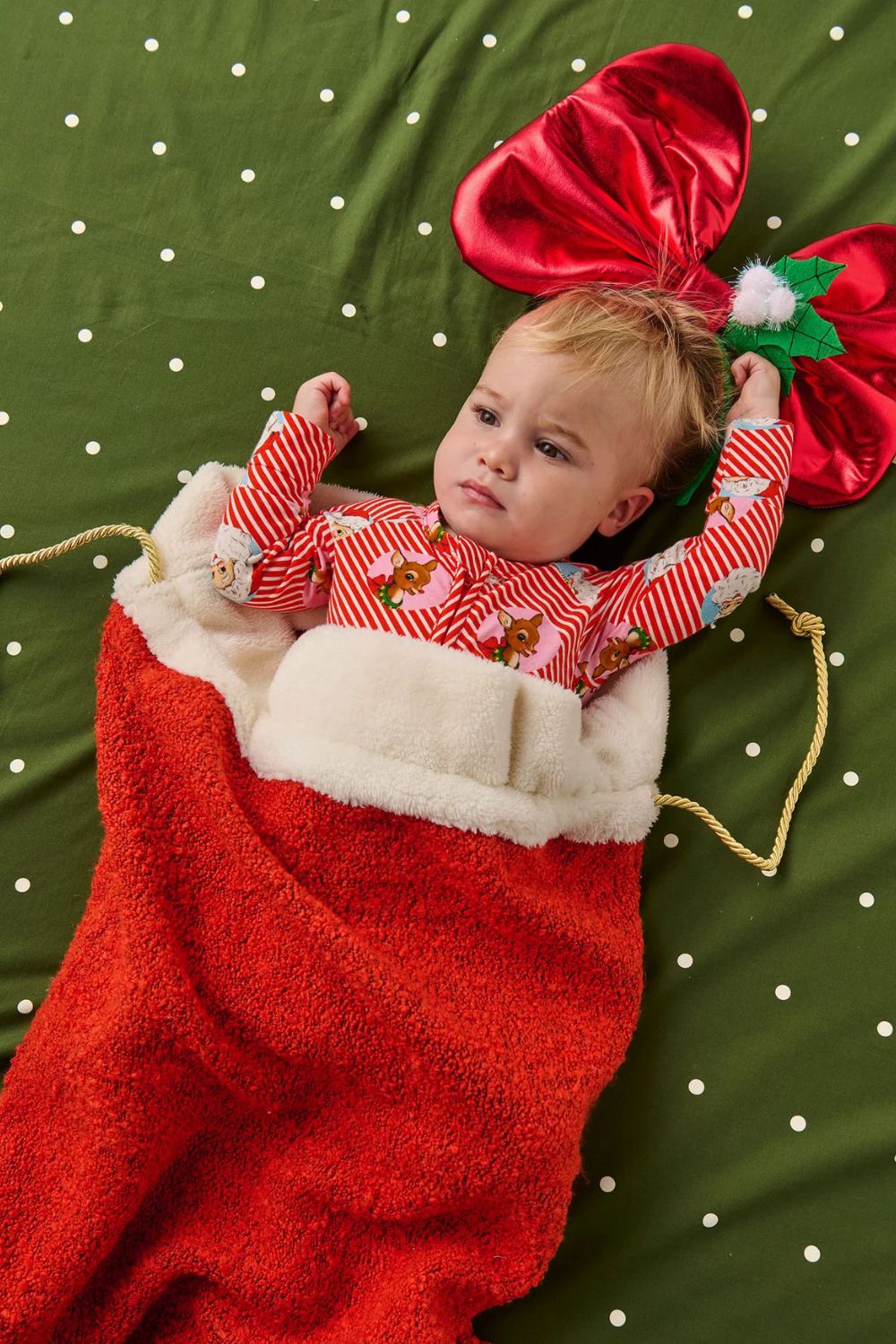 RED BOUCLE SANTA SACK