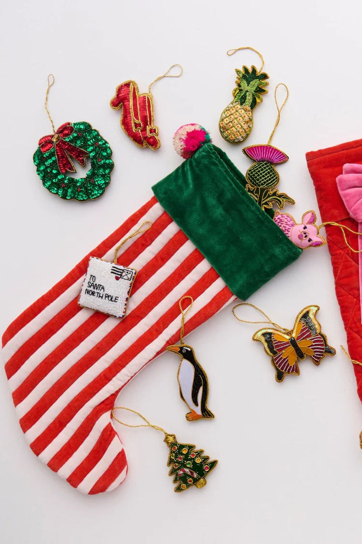 JOLLY CHRISTMAS VELVET STOCKING