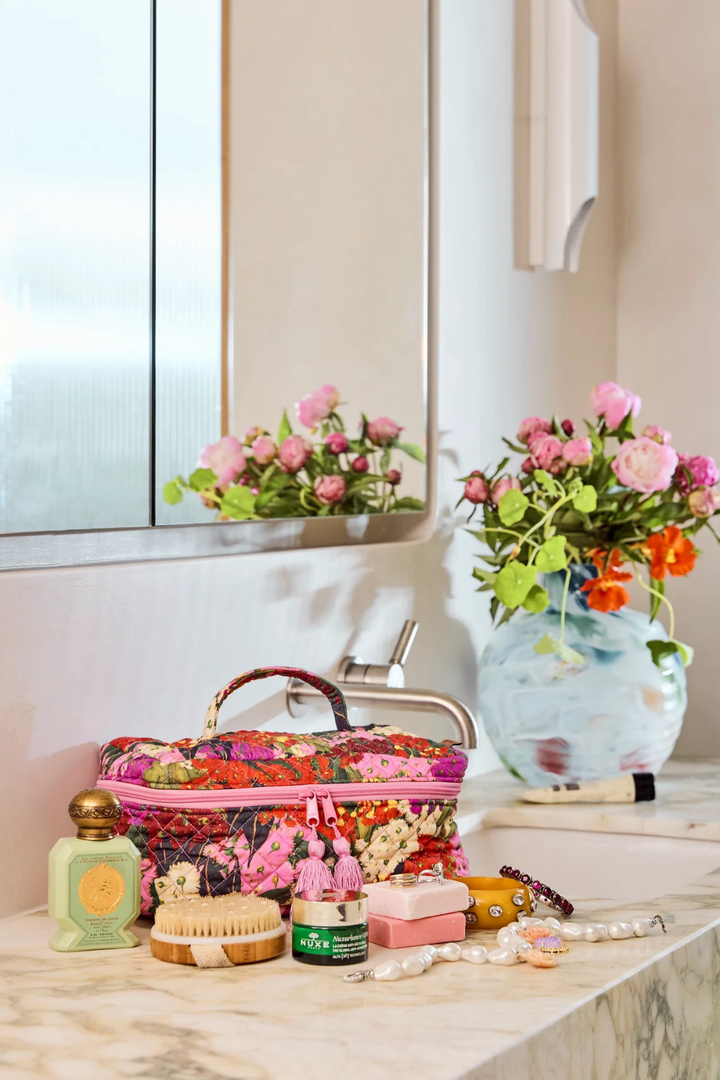 Australian Bush Blossom Quilted Cotton Toiletry Case