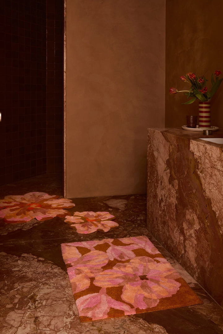 Dutch Floral Pink Bath Mat