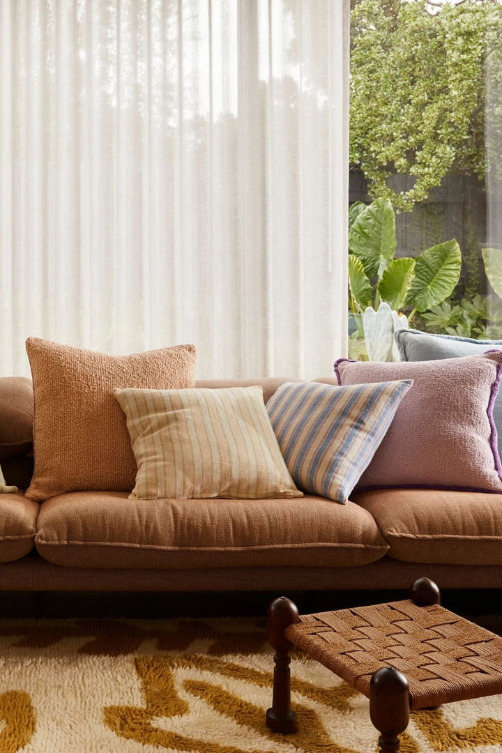 Linear Blue 50cm Linen Cushion