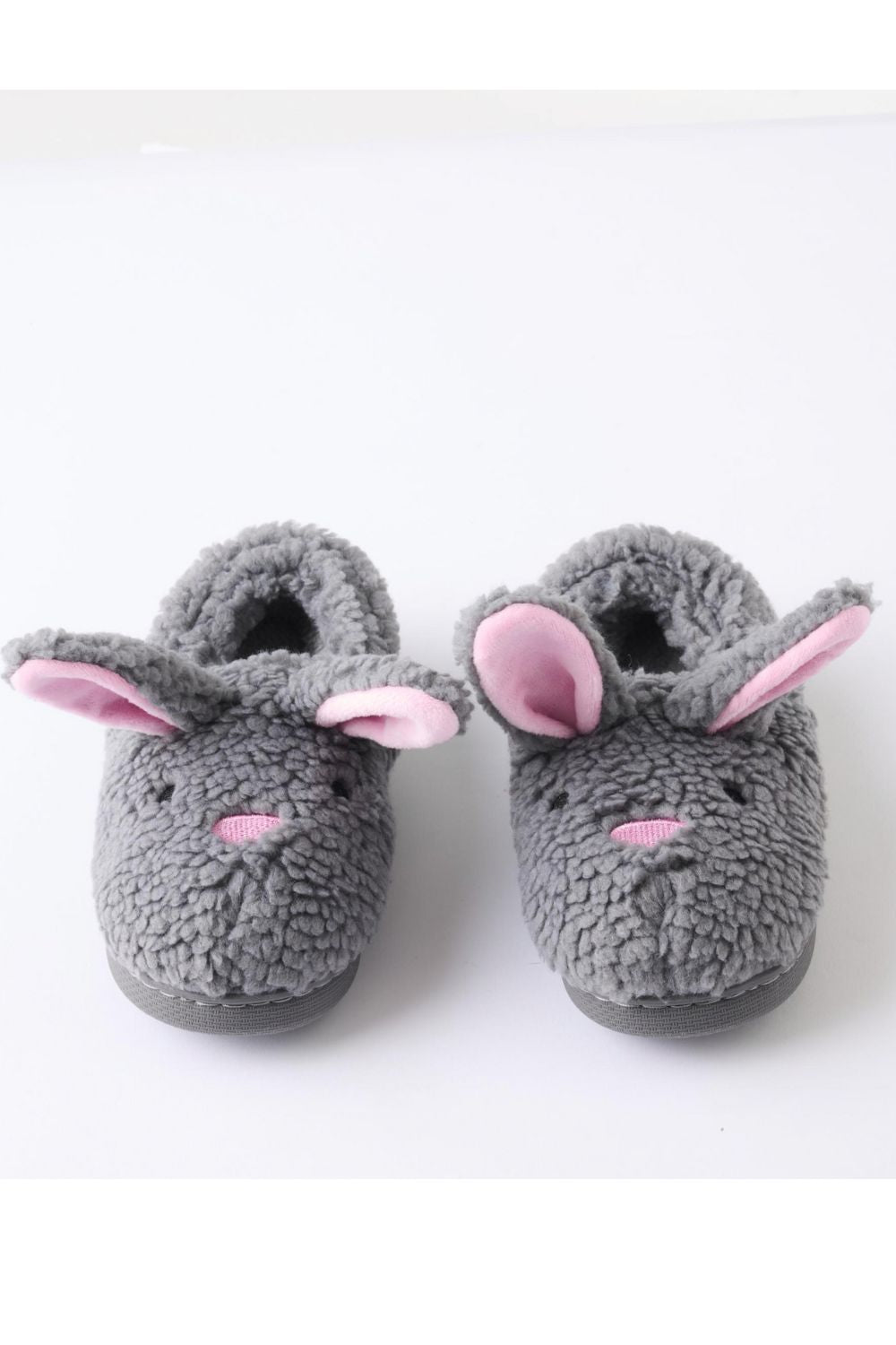Fluffy Grey Bunny Sherpa Kids Slippers - Crate Expectations