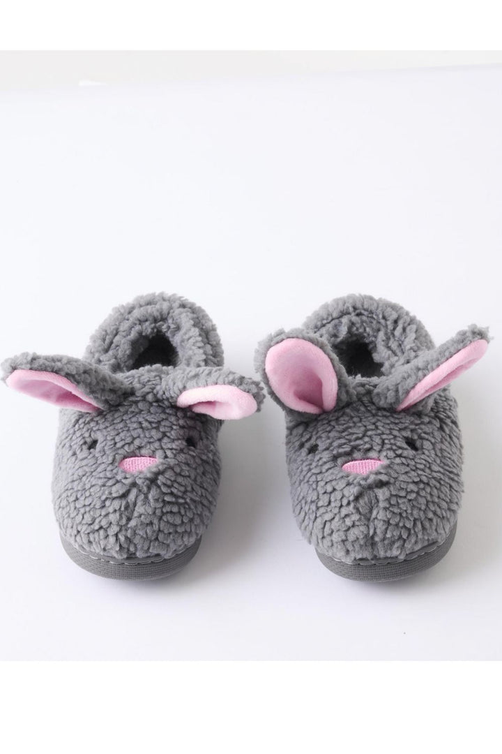 Fluffy Grey Bunny Sherpa Kids Slippers - Crate Expectations