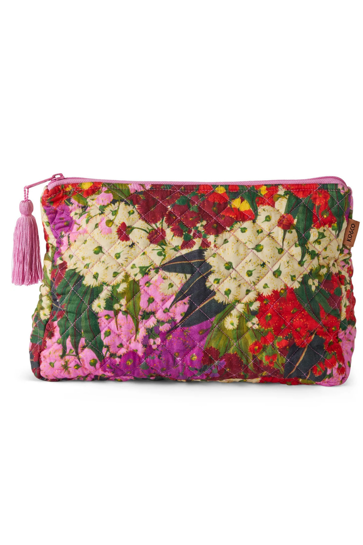 Australian Bush Blossom Quilted Cotton Toiletry Purse