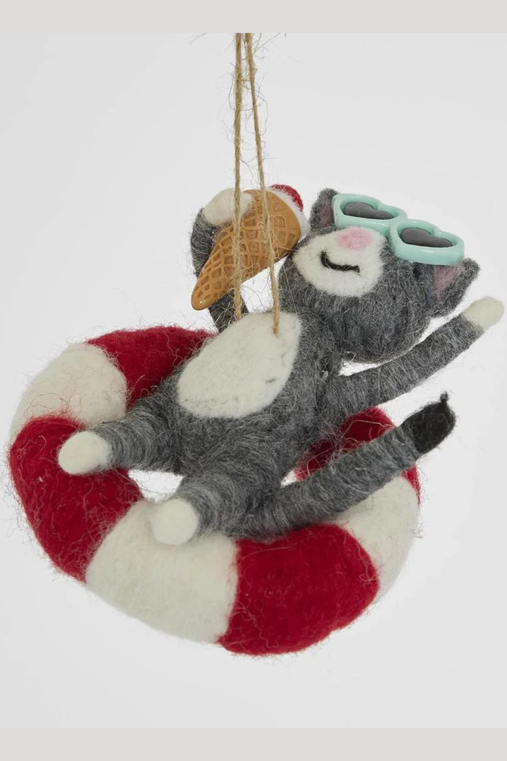 Cat in Tube Hanging Tree Decoration