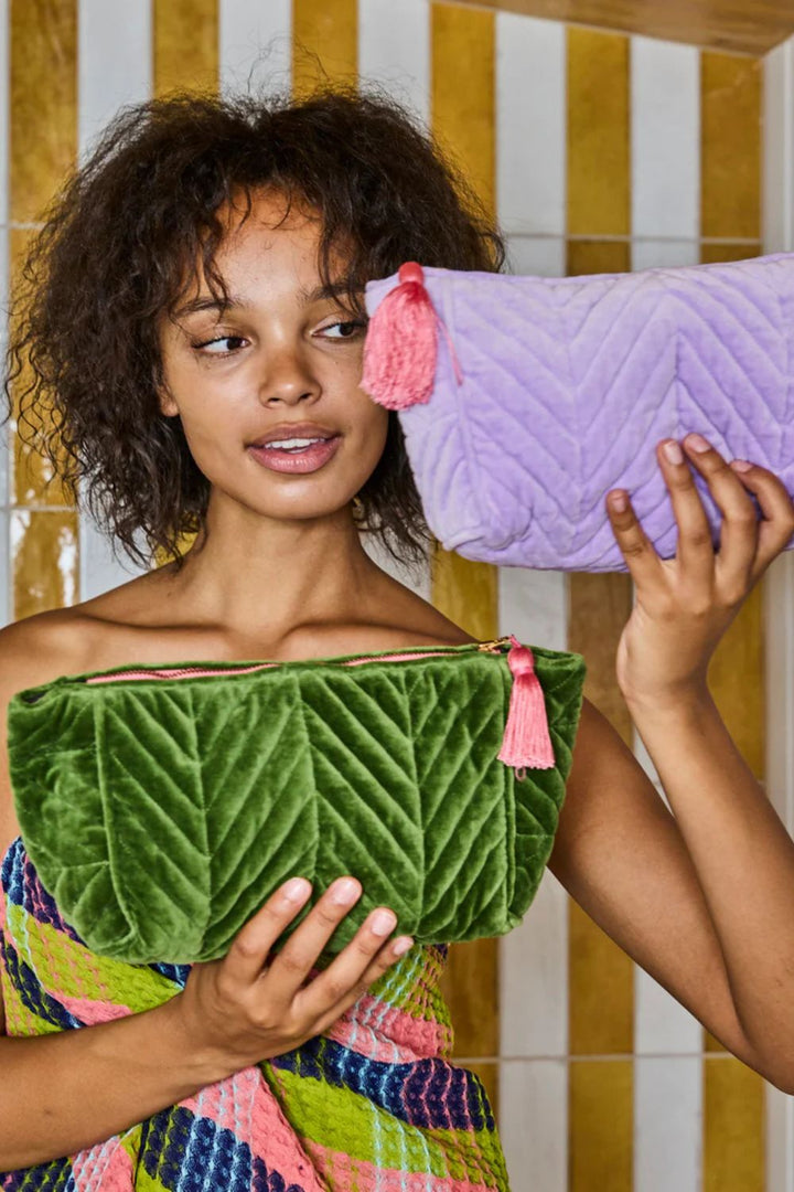 PINK VELVET TOILETRY BAG