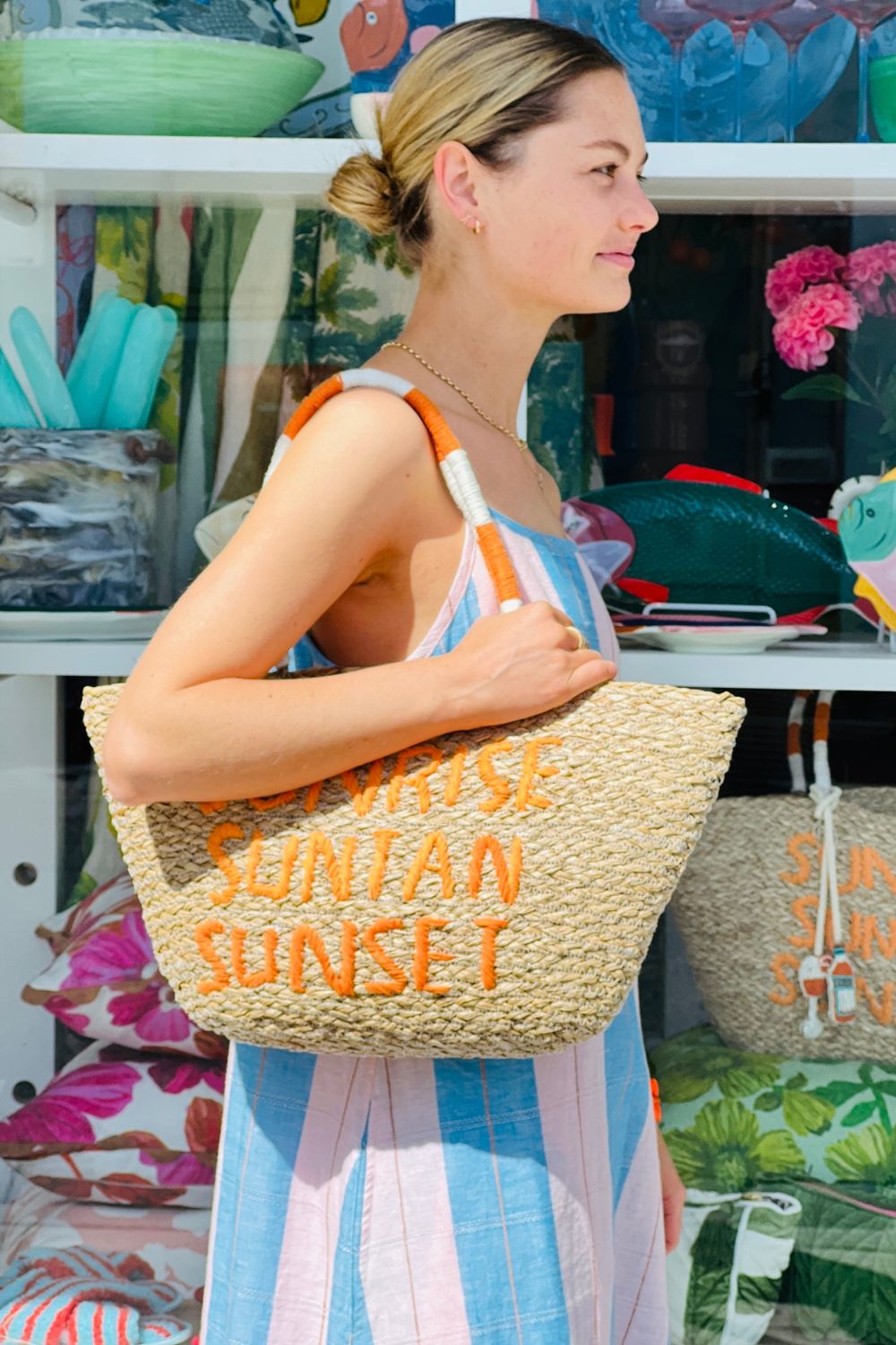 Sunrise Seagrass Tote Bag
