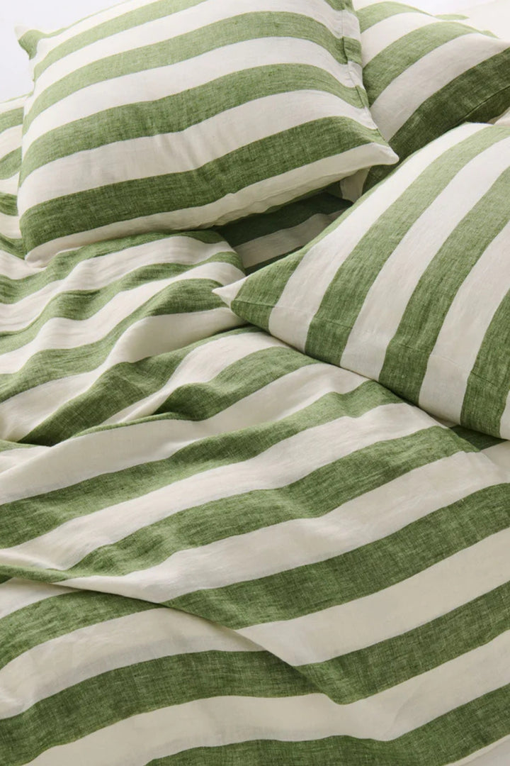 MOSS STRIPE LINEN PILLOWCASES EURO 2P