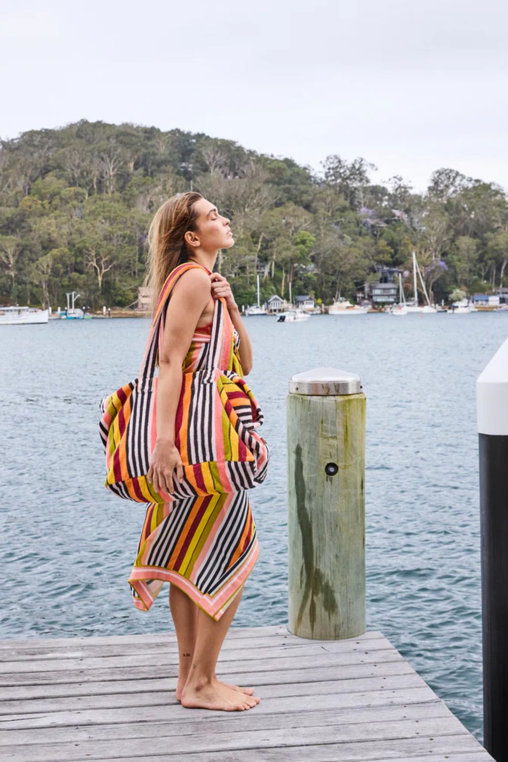 CASABLANCA STRIPE TERRY OVERSIZED BEACH BAG