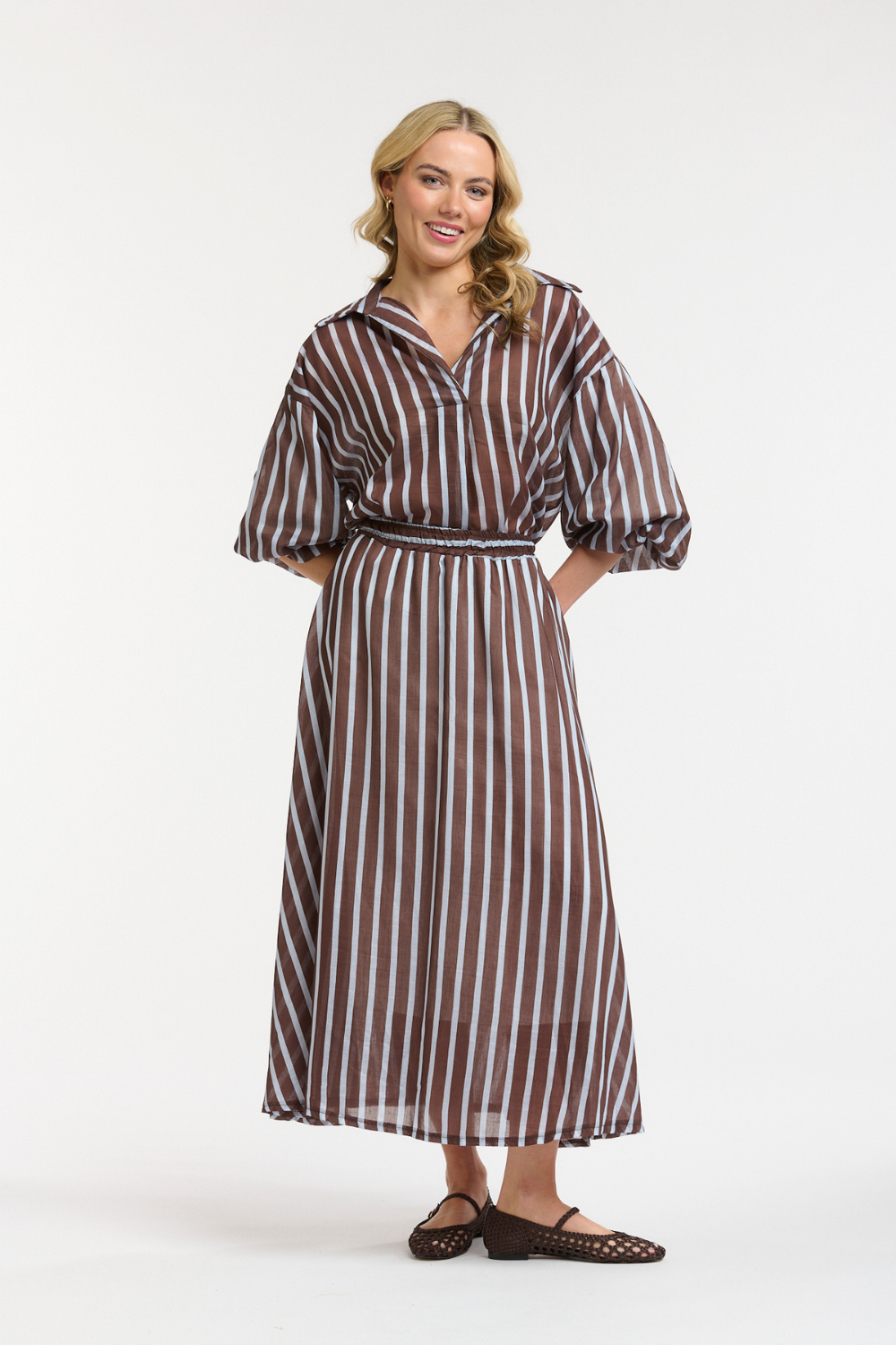 STRIPED SKIRT BLUE/CHOCOLATE