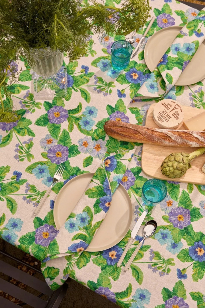 Summer Patch Blue Linen Tablecloth
